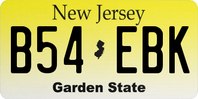 NJ license plate B54EBK