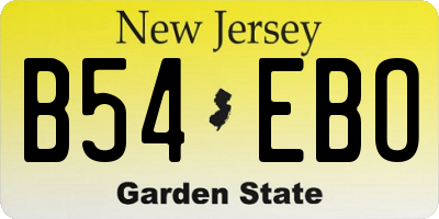 NJ license plate B54EBO