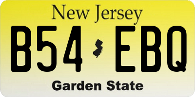 NJ license plate B54EBQ