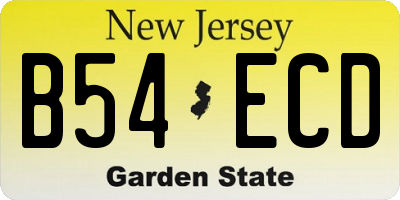 NJ license plate B54ECD