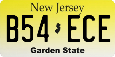 NJ license plate B54ECE