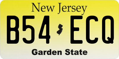 NJ license plate B54ECQ