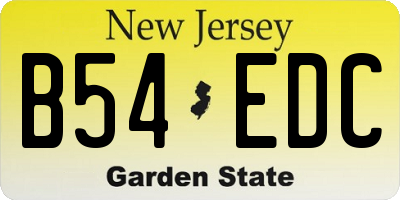 NJ license plate B54EDC