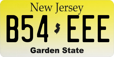NJ license plate B54EEE