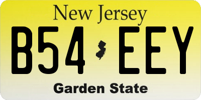 NJ license plate B54EEY