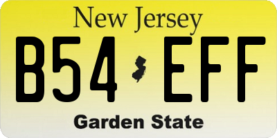 NJ license plate B54EFF