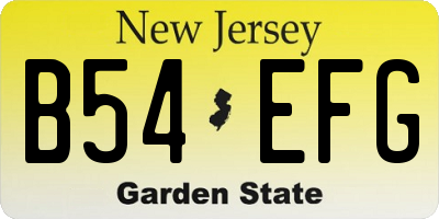 NJ license plate B54EFG