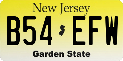 NJ license plate B54EFW