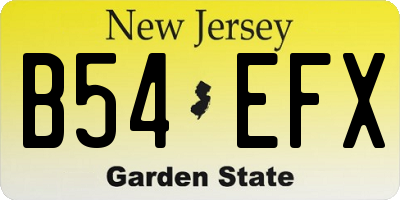 NJ license plate B54EFX