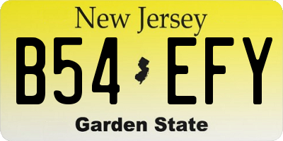NJ license plate B54EFY