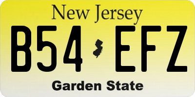 NJ license plate B54EFZ