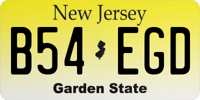 NJ license plate B54EGD
