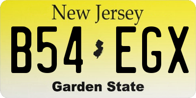NJ license plate B54EGX