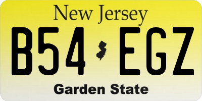 NJ license plate B54EGZ