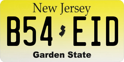 NJ license plate B54EID