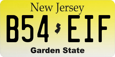 NJ license plate B54EIF