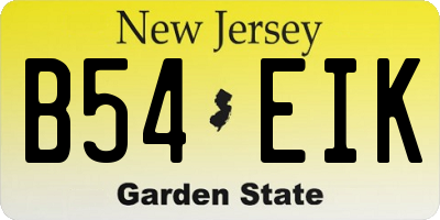 NJ license plate B54EIK