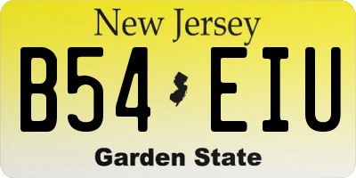 NJ license plate B54EIU