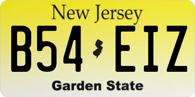 NJ license plate B54EIZ