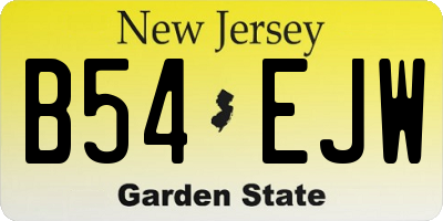 NJ license plate B54EJW