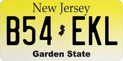 NJ license plate B54EKL