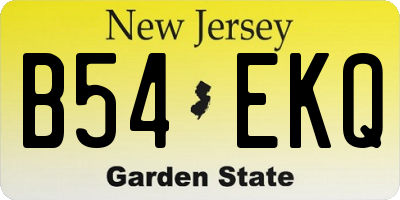 NJ license plate B54EKQ
