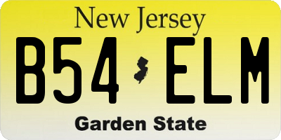NJ license plate B54ELM