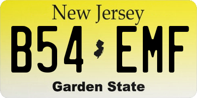 NJ license plate B54EMF