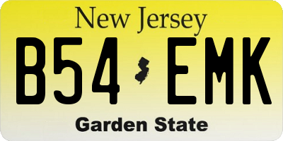 NJ license plate B54EMK