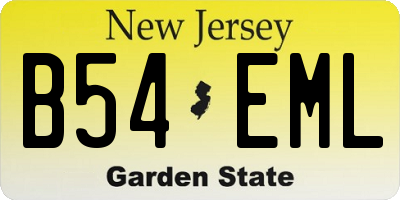 NJ license plate B54EML