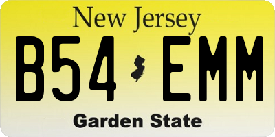 NJ license plate B54EMM