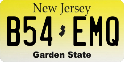 NJ license plate B54EMQ