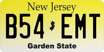 NJ license plate B54EMT