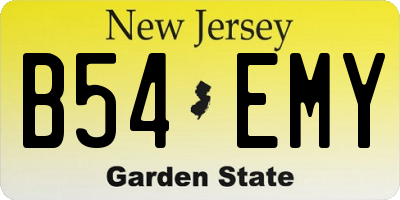 NJ license plate B54EMY