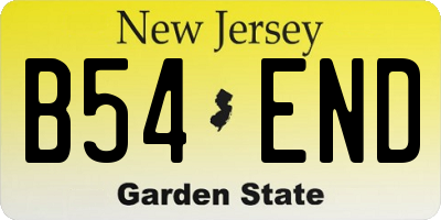 NJ license plate B54END