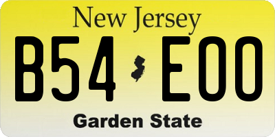 NJ license plate B54EOO