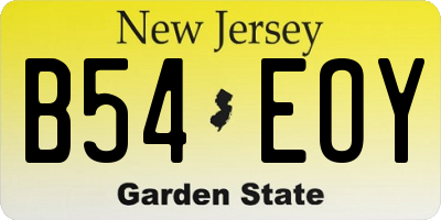 NJ license plate B54EOY