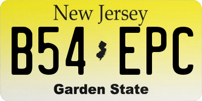 NJ license plate B54EPC