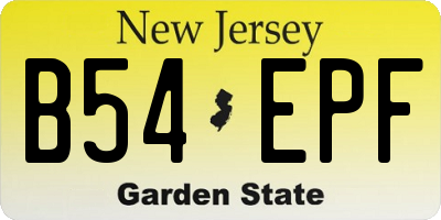 NJ license plate B54EPF