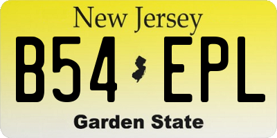 NJ license plate B54EPL