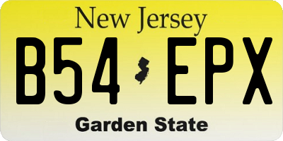 NJ license plate B54EPX