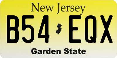 NJ license plate B54EQX