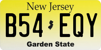 NJ license plate B54EQY