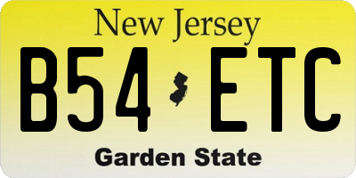 NJ license plate B54ETC