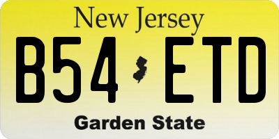 NJ license plate B54ETD