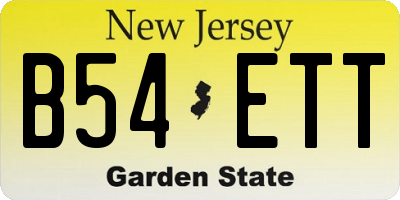 NJ license plate B54ETT