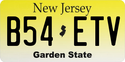 NJ license plate B54ETV
