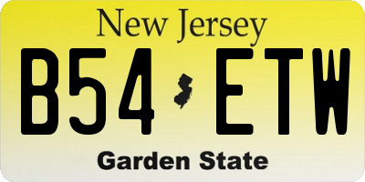 NJ license plate B54ETW