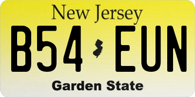 NJ license plate B54EUN