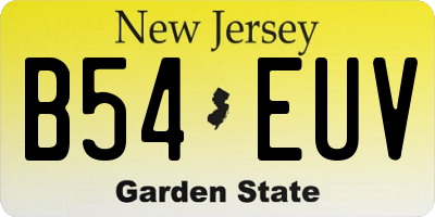 NJ license plate B54EUV